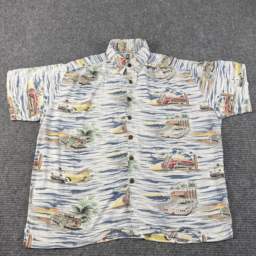 Kahala Hawaiian Shirt Mens XL Rayon Aloha Surf Woody Cars Made in Hawaii USA